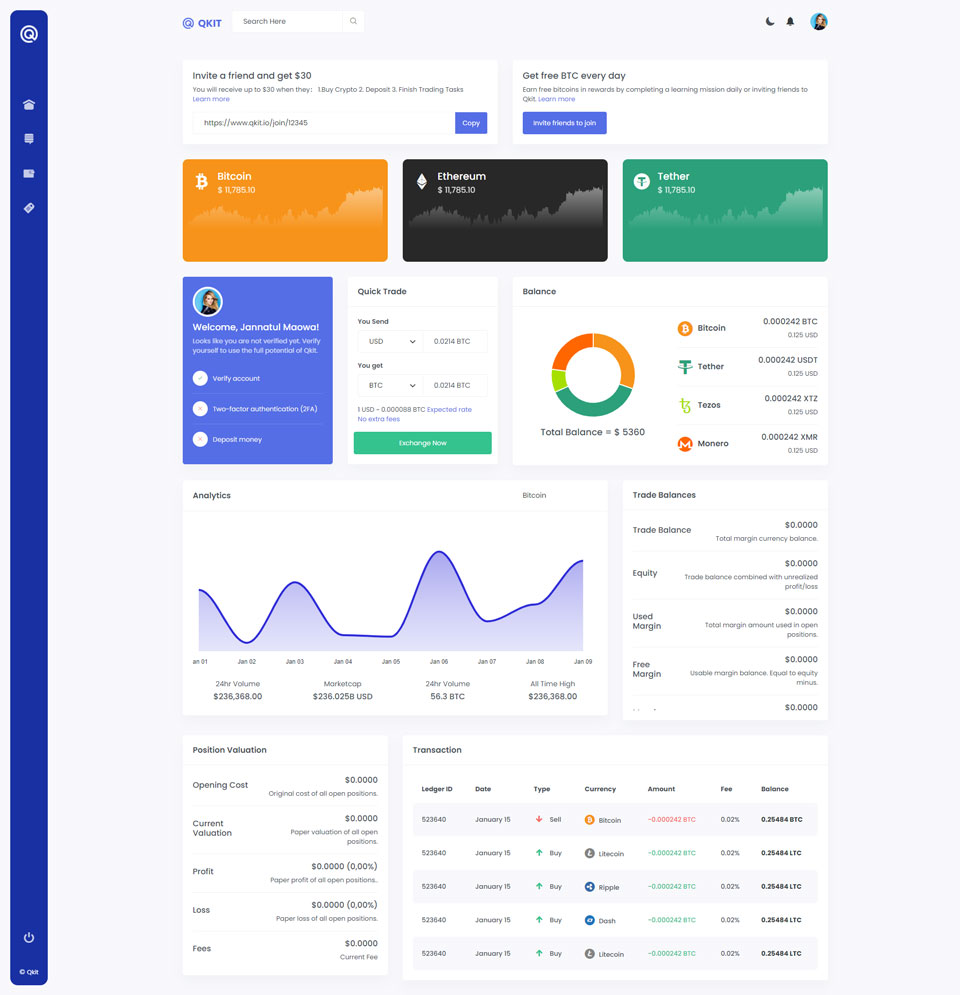 Qash - Crypto Exchange Dashboard UI Kit